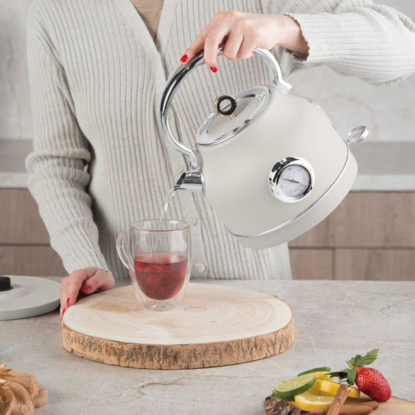 BerlingerHaus Hervidor de Agua Mate Crema - con Termómetro - 1.7 Litros - 2200W