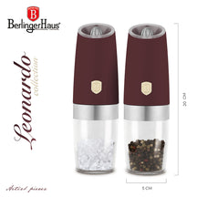 BerlingerHaus Set de Molinos de Sal y Pimienta Eléctrico Gravity Mat Burdeos - Molino Cerámico - 2 Piezas