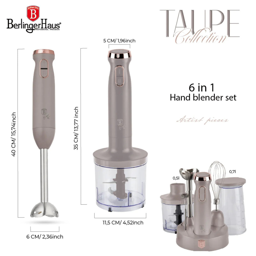 BerlingerHaus Batidora de Mano set Taupe – 6-en-1 – 800 W