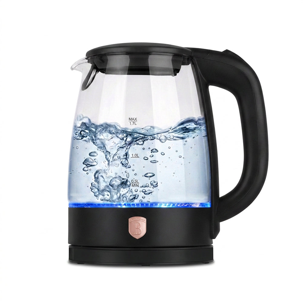 BerlingerHaus Hervidor de Agua de Vidrio Negro Roségold - 1.7 Litros - 2200W