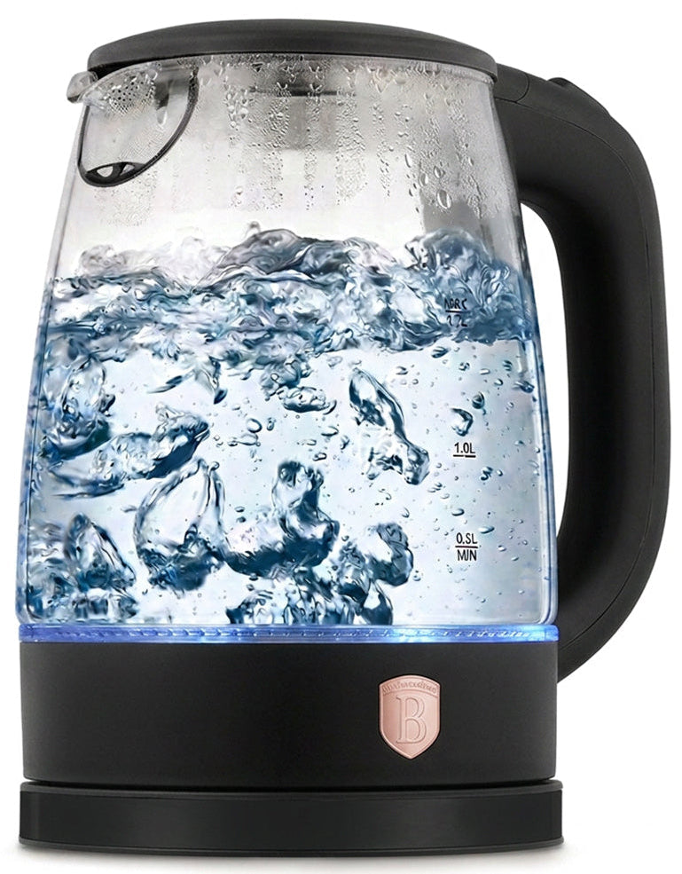 BerlingerHaus Hervidor de Agua de Vidrio Negro Roségold - 1.7 Litros - 2200W