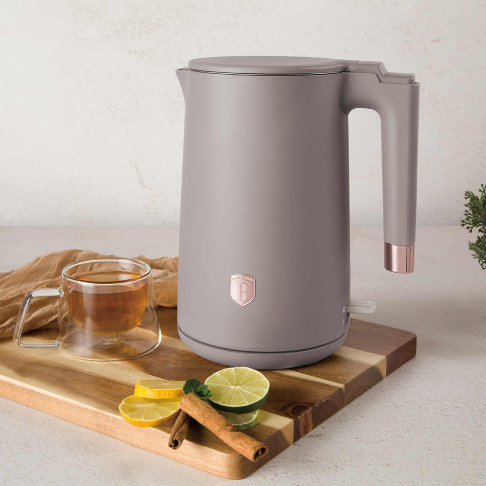 BerlingerHaus Hervidor de Agua Doble Pared Taupe - 1.7 Litros - 1800W