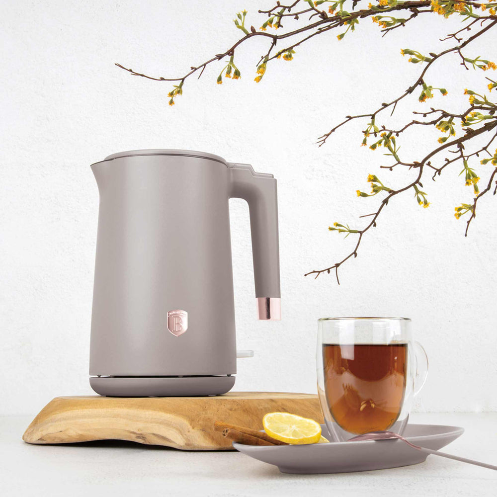 BerlingerHaus Hervidor de Agua Doble Pared Taupe - 1.7 Litros - 1800W