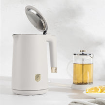 BerlingerHaus Hervidor de Agua Doble Pared Mate Crema - 1.7 Litros - 1800W