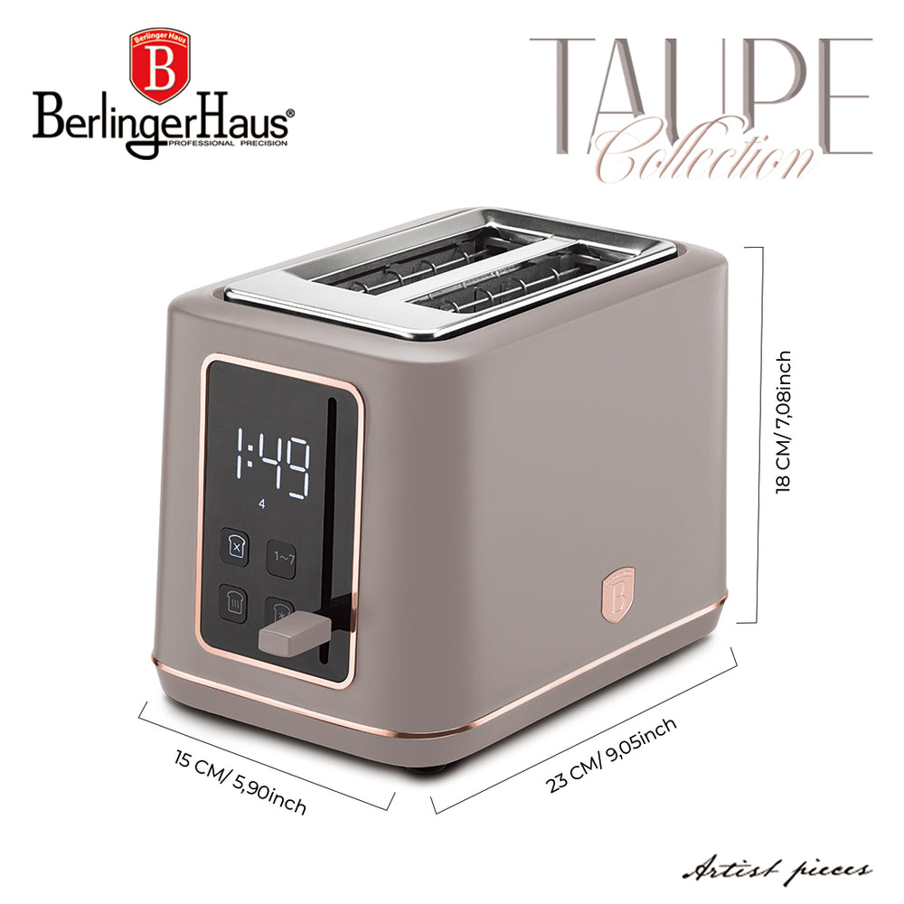BerlingerHaus Tostadora Digital Taupe - 2 Ranuras - 870W