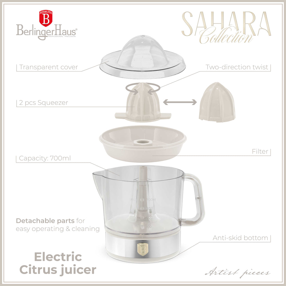 BerlingerHaus Exprimidor Eléctrico de Cítricos / Exprimidor de Naranjas Mate Crema - 0,7 L - 40 W