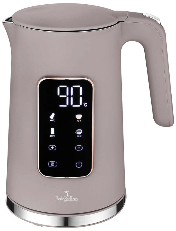 BerlingerHaus Hervidor Digital Taupe - Ajuste de Temperatura - 1.7 Litros - 2200W