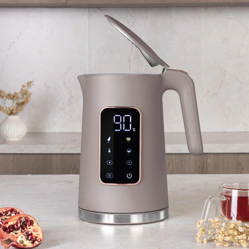 BerlingerHaus Hervidor Digital Taupe - Ajuste de Temperatura - 1.7 Litros - 2200W