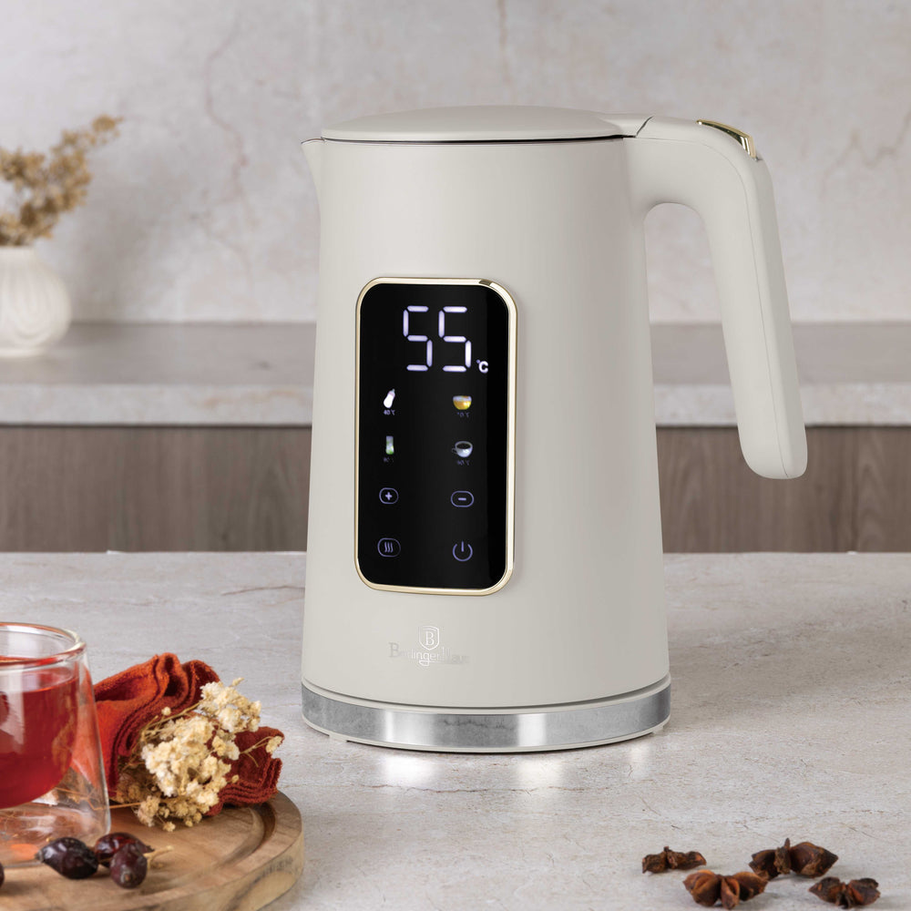 BerlingerHaus Hervidor Digital Mate Crema - Ajuste de Temperatura - 1.7 Litros - 2200W