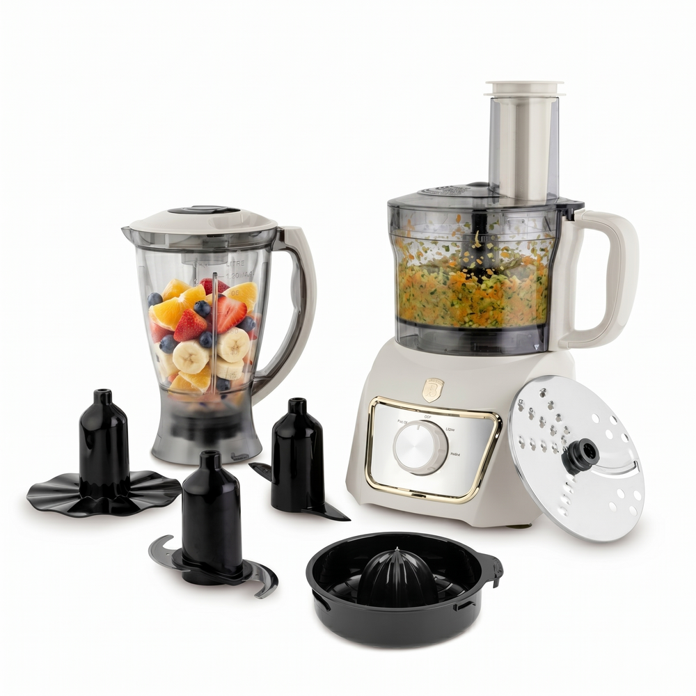 BerlingerHaus Procesador de Alimentos 8-en-1 Mate Crema - 500W