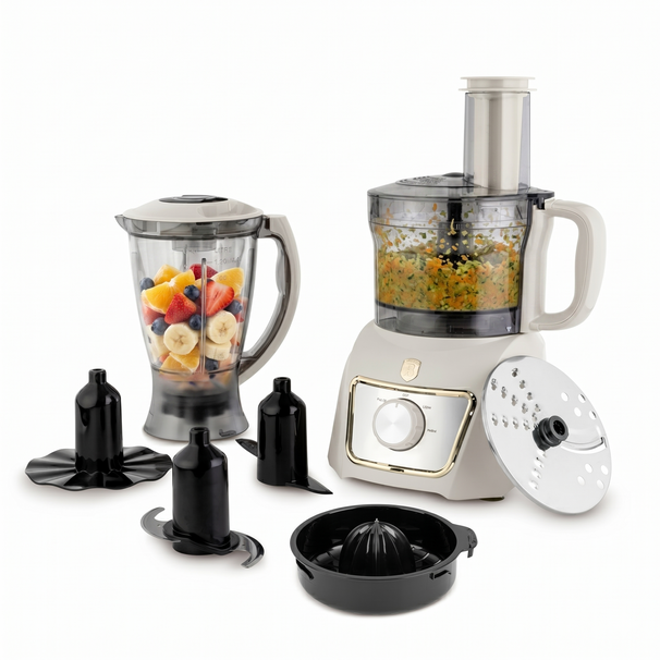 BerlingerHaus Procesador de Alimentos 8-en-1 Mate Crema - 500W