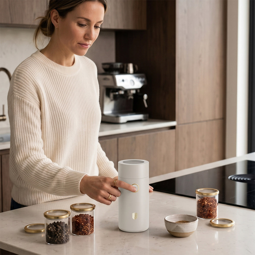 BerlingerHaus Molinillo de Café Eléctrico / Molinillo de Granos de Café - Mat Crème - 150W