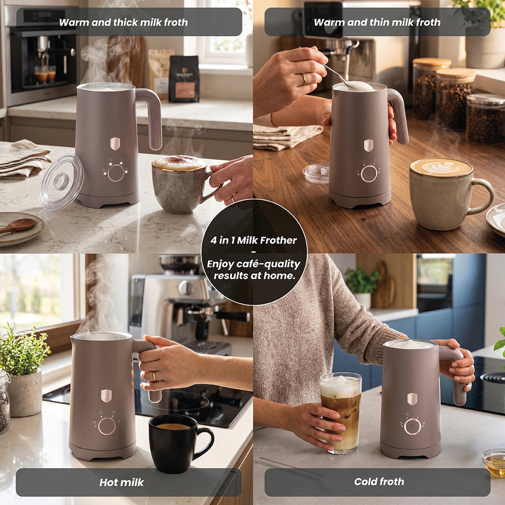 BerlingerHaus Espumador de Leche Eléctrico 4-en-1 Taupe - 160 ml