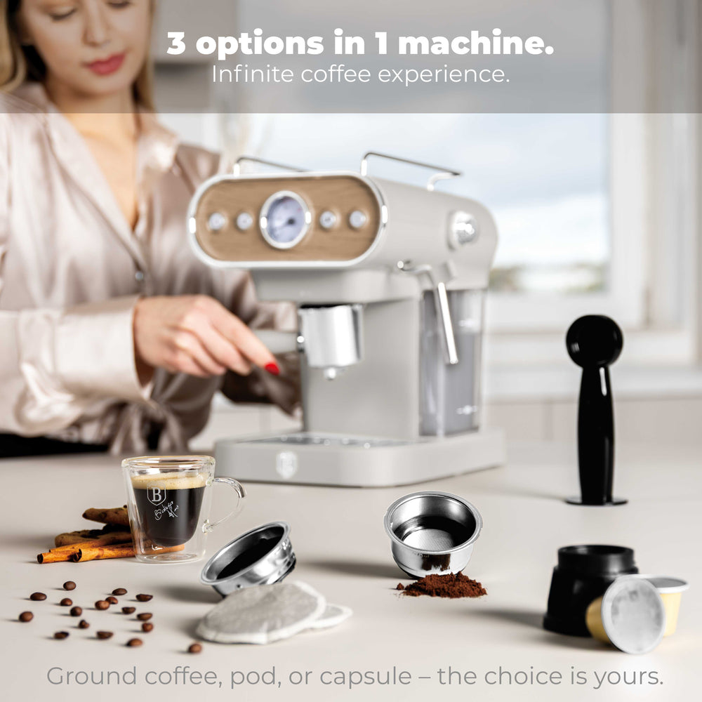 BerlingerHaus Máquina de Espresso / Máquina de Piston Digital Mate Crème - 3-en-1 - 20 Bar - 1.02 Litros