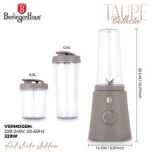 BerlingerHaus Smoothie Blender to Go Taupe - Incluye 2 Vasos - 320W