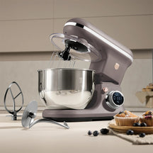 BerlingerHaus Robot de Cocina Taupe - Tazón de Acero Inoxidable 6 Litros - 1500W