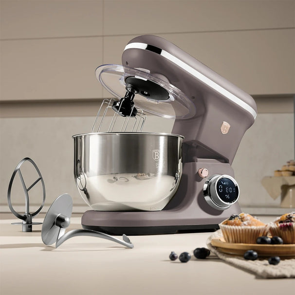 BerlingerHaus Robot de Cocina Taupe - Tazón de Acero Inoxidable 6 Litros - 1500W