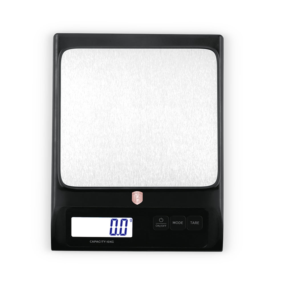 BerlingerHaus Báscula de Cocina Digital Negra Roségold - Máximo 6 kg
