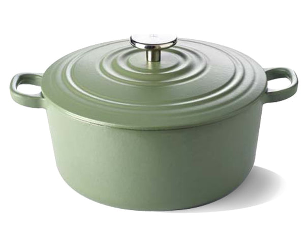 BK Cocotte Bourgogne Olive Green de Hierro Fundido ø 24 cm / 4,2 litros - revestimiento antiadherente esmaltado
