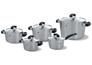 BK Juego de ollas Conical Cool 5 piezas - Acero inoxidable - Olla ø 16, 18, 20, 24 cm y cazo ø 16 cm