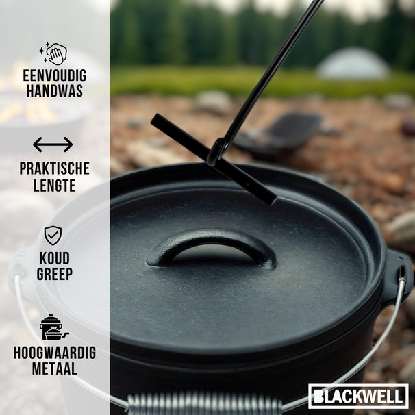 Blackwell Elevador de tapa para cacerola - Dutch Oven - Acero negro - 42 cm
