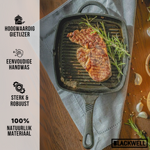 Sartén parrilla Blackwell de hierro fundido 23 x 23 cm - apto para todas las fuentes de calor - sin recubrimiento antiadherente