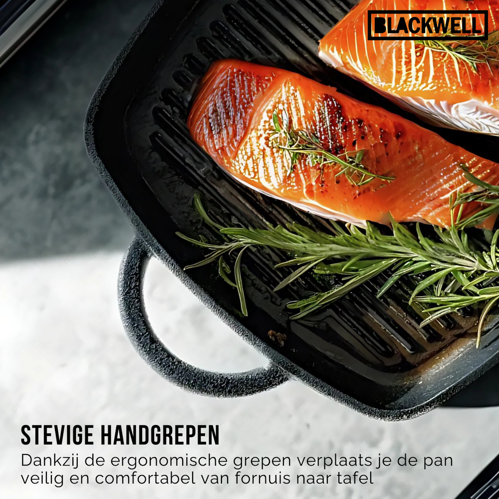 Set de ollas Blackwell de hierro fundido 3 piezas Sartén parrilla 23 x 23 cm, sartén ø 25 cm y wok ø 32 cm - apto para todas las fuentes de calor - sin recubrimiento antiadherente