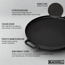 Plancha de Parrilla Blackwell BBQ / Plancha de Hierro Fundido ø 30 cm - sin recubrimiento antiadherente, reversible