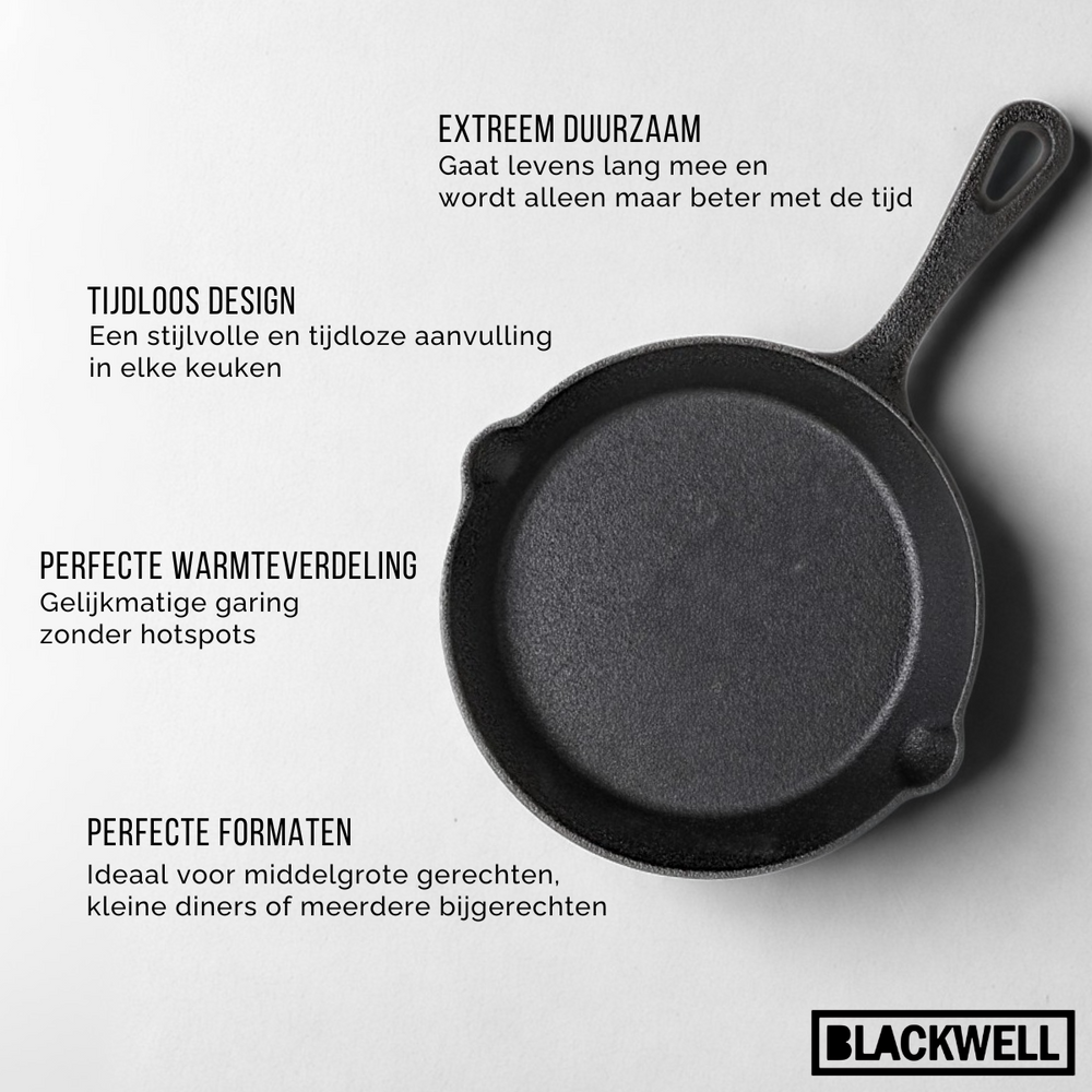 Set de sartenes Blackwell Skillets de hierro fundido 3 piezas ø 16, 20 y 25 cm - apto para todas las fuentes de calor - sin recubrimiento antiadherente