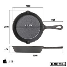 Sartén Blackwell Skillet de hierro fundido ø 20 cm - apto para todas las fuentes de calor - sin recubrimiento antiadherente