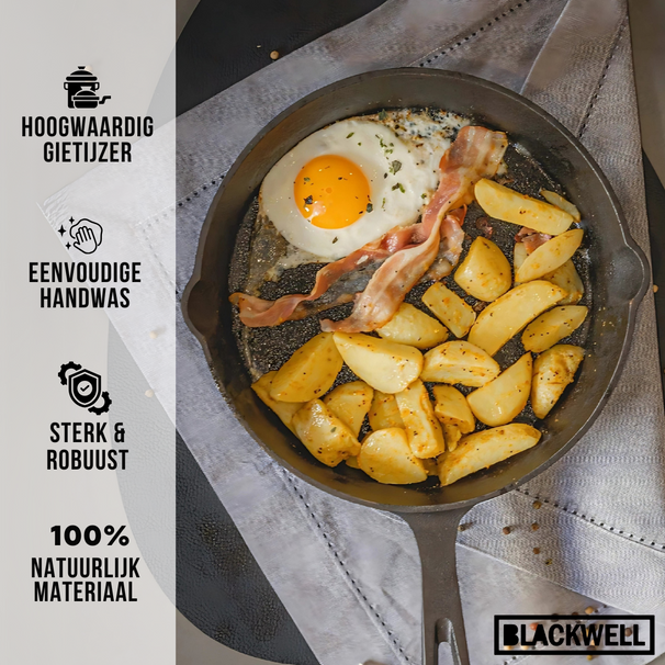 Blackwell Set Dutch Oven BBQ de hierro fundido 4 piezas Cacerola + Elevador, Sartén ø 20 cm y Cazo 18 cm - apto para todas las fuentes de calor - sin recubrimiento antiadherente