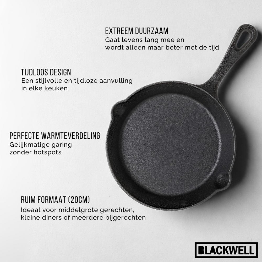 Sartén Blackwell Skillet de hierro fundido ø 20 cm - apto para todas las fuentes de calor - sin recubrimiento antiadherente