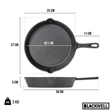 Sartén Blackwell Skillet de hierro fundido ø 25 cm - apto para todas las fuentes de calor - sin recubrimiento antiadherente