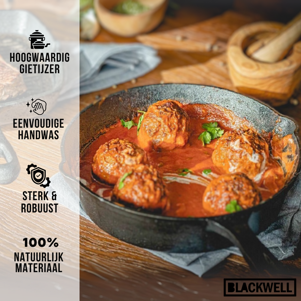 Sartén Blackwell Skillet de hierro fundido ø 25 cm - apto para todas las fuentes de calor - sin recubrimiento antiadherente