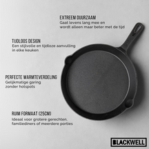 Sartén Blackwell Skillet de hierro fundido ø 25 cm - apto para todas las fuentes de calor - sin recubrimiento antiadherente