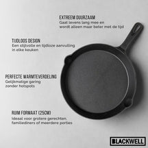 Set de sartenes Blackwell Skillets de hierro fundido 3 piezas ø 16, 20 y 25 cm - apto para todas las fuentes de calor - sin recubrimiento antiadherente