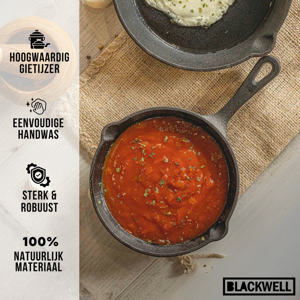 Sartén Blackwell Skillet de hierro fundido ø 16 cm - apta para todas las fuentes de calor - sin recubrimiento antiadherente