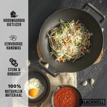 Set de ollas Blackwell de hierro fundido 3 piezas Sartén parrilla 23 x 23 cm, sartén ø 25 cm y wok ø 32 cm - apto para todas las fuentes de calor - sin recubrimiento antiadherente