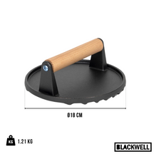 Blackwell Prensa para hamburguesas de hierro fundido / Prensa Smash Burger / Prensa para parrilla / Prensa para carne - Hierro fundido - ø 18 cm