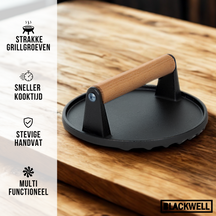 Blackwell Prensa para hamburguesas de hierro fundido / Prensa Smash Burger / Prensa para parrilla / Prensa para carne - Hierro fundido - ø 18 cm