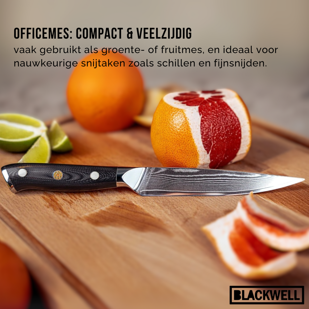 Set de cuchillos Blackwell (Cuchillo de chef + Cuchillo de oficina) - Estilo japonés - Acero damasco de 67 capas - VG10 - 2 piezas