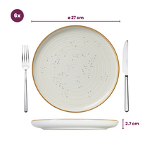 Cosy & Trendy Juego de vajilla Baltic Vanilla 18 piezas / 6 personas - 6 platos llanos, 6 platos para desayuno y 6 cuencos