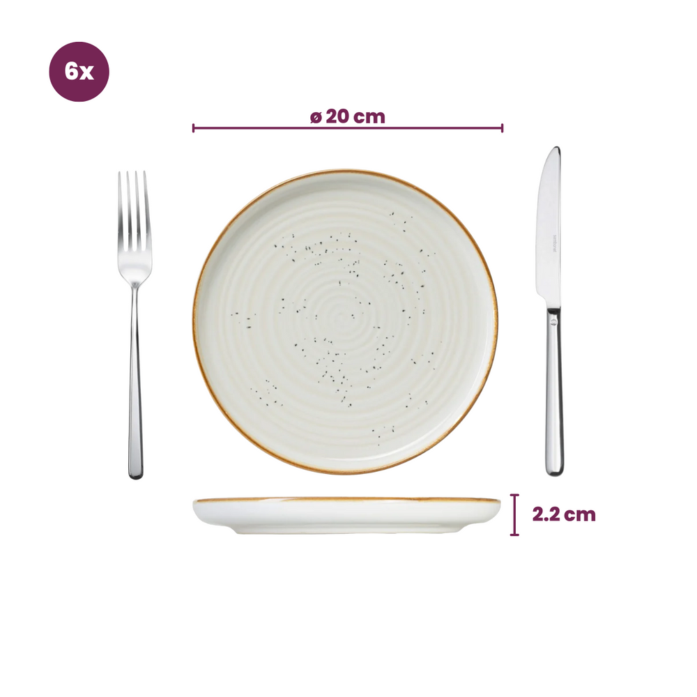 Cosy & Trendy Juego de vajilla Baltic Vanilla 18 piezas / 6 personas - 6 platos llanos, 6 platos para desayuno y 6 cuencos