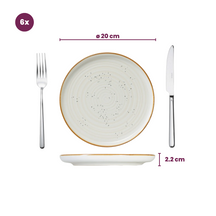 Cosy & Trendy Juego de vajilla Baltic Vanilla 18 piezas / 6 personas - 6 platos llanos, 6 platos para desayuno y 6 cuencos