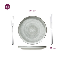 Set de vajilla Cosy & Trendy Baltic Grey 18 piezas / 6 personas - 6 platos llanos, 6 platos de desayuno y 6 cuencos