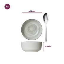 Set de vajilla Cosy & Trendy Baltic Grey 18 piezas / 6 personas - 6 platos llanos, 6 platos de desayuno y 6 cuencos
