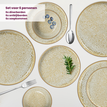 Set de vajilla Cosy & Trendy Baltic Luna 18 piezas / 6 personas - 6 platos llanos, 6 platos de desayuno y 6 cuencos