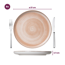 Cosy & Trendy Juego de vajilla Baltic Peach 18 piezas / 6 personas - 6 platos llanos, 6 platos para desayuno y 6 cuencos