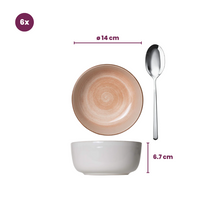 Cosy & Trendy Juego de vajilla Baltic Peach 18 piezas / 6 personas - 6 platos llanos, 6 platos para desayuno y 6 cuencos