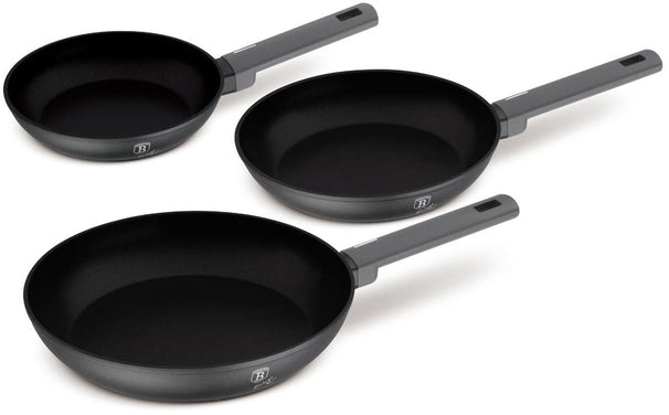 BerlingerHaus Set de Sartenes Mate Antracita 3 Piezas - ø 20, 24 & 28 cm - apto para todas las fuentes de calor - recubrimiento antiadherente estándar